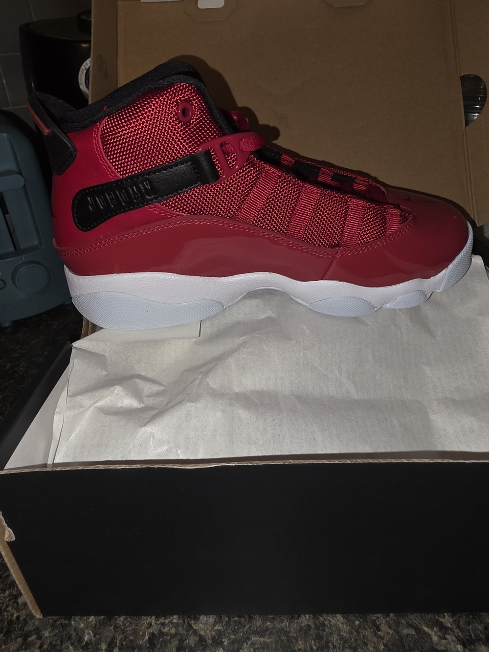 Jordan 6 Rings (PS) Unisex Kids Sneaker US 3Y Red/Black/White Leather 323432-601